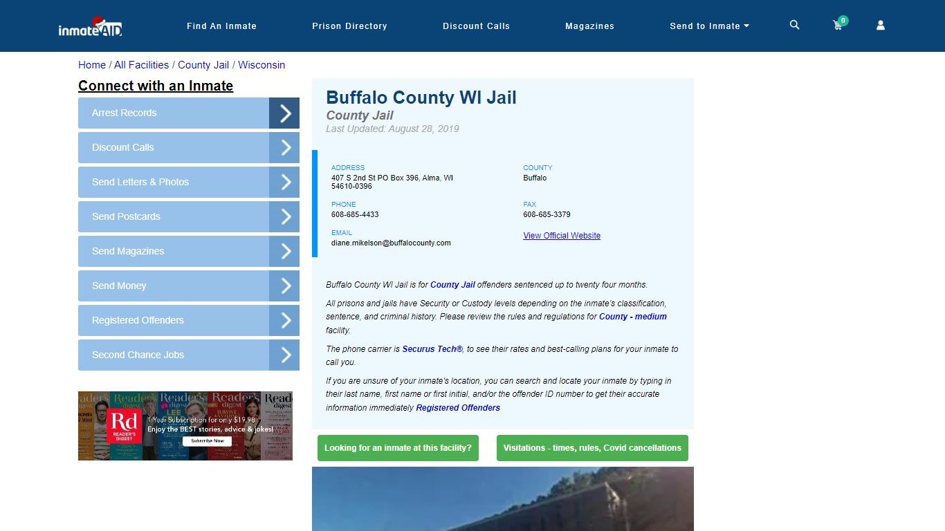 Buffalo County WI Jail - Inmate Locator - Alma, WI